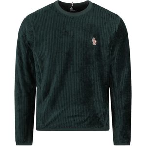 Moncler, Sweatshirts & Hoodies, Heren, Groen, S, Polyester, Warm Fleece Sweatshirt