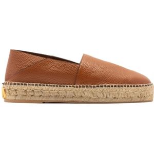 Valentino Garavani, Logo-Plaque Leren Espadrilles Bruin, Dames, Maat:41 EU