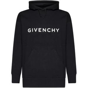 Givenchy, Sweatshirts & Hoodies, Heren, Zwart, XL, Katoen, Zwarte Slim Fit Hoodie Sweaters