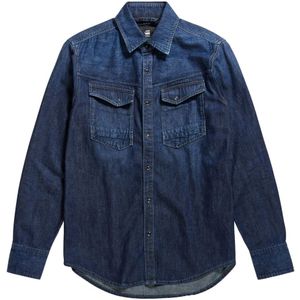 G-star, Overhemden, Heren, Blauw, L, Denim, Overhemd- GS Slim FIT Denim Shirt