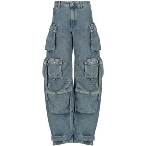 The Attico, Jeans, Dames, Blauw, W25, Katoen, Blauwe Katoenen Cargo Broek