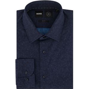 Hugo Boss, Donkerblauwe Business Overhemdjurk Blauw, Heren, Maat:L