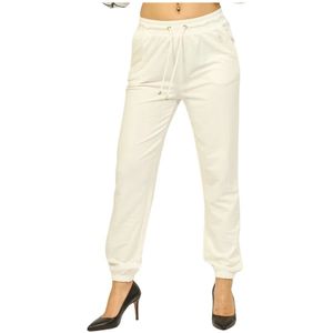 Gaudi, Witte katoenen joggingbroek met elastische taille Wit, Dames, Maat:S