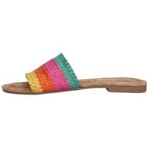 Lazamani, Schoenen, Dames, Veelkleurig, 42 EU, Suède, Modieuze Oranje Geweven Slippers