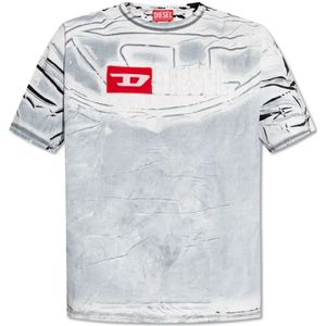 Diesel, T-shirt met logo T-Ox Grijs, Heren, Maat:S