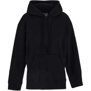 MM6 Maison Margiela, Sweatshirts & Hoodies, Dames, Zwart, S, Katoen, Zwarte Katoenen Sweatshirt met Lange Mouwen