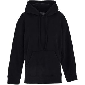 MM6 Maison Margiela, Zwarte Katoenen Sweatshirt met Lange Mouwen Zwart, Dames, Maat:S