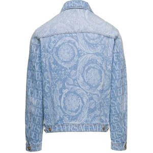 Versace, Jassen, Heren, Blauw, XL, Denim, Blauwe Denim Jack