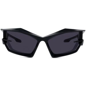 Givenchy, Geometrische Cat-Eye Zonnebril - Glanzend Zwart Zwart, Dames, Maat:ONE Size