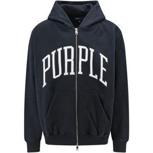 Purple Brand, Sweatshirts & Hoodies, Heren, Zwart, M, Katoen, Oversize Sweatshirt met Logo Print