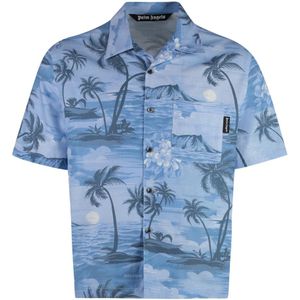 Palm Angels, Blouses Shirts Blauw, Heren, Maat:M