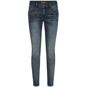 MOS Mosh, Jeans, Dames, Blauw, W29, Katoen, Slim-Fit Rock'n'Roll Jeans met Ritsdetails