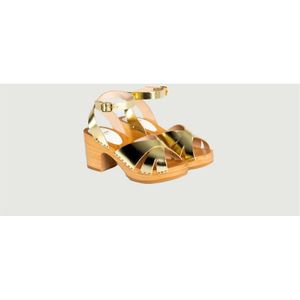 Youyou, Schoenen, Dames, Geel, 38 EU, Leer, Ybiza Houten en Leren Sandalen