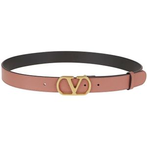 Valentino Garavani, Accessoires, Dames, Bruin, 90 CM, Leer, Handtekening Vlogo Riem in Blush Rose