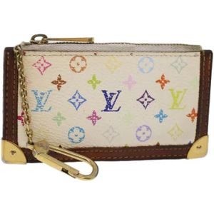 Louis Vuitton Vintage, Pre-owned, Dames, Wit, ONE Size, Tweed, Pre-owned Canvas wallets