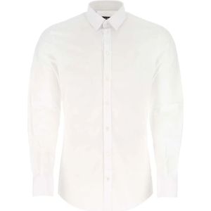Dolce & Gabbana, Overhemden, Heren, Wit, S, Stijlvolle Witte Stretch Poplin Overhemd
