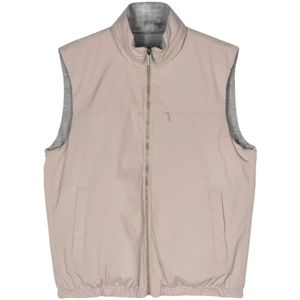 Peserico, Reversible Jersey Gilet Beige, Heren, Maat:2XL