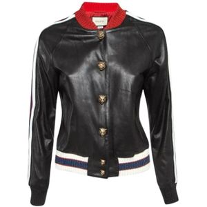 Gucci Vintage, Pre-owned Leather outerwear Zwart, Dames, Maat:M