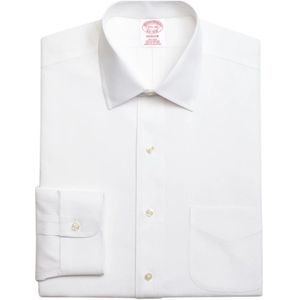 Brooks Brothers, Effen witte Slim Fit Non-Iron Stretch Katoenen Overhemd met Ainsley-kraag Wit, Heren, Maat:M