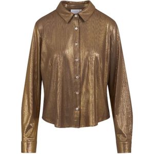 Coster Copenhagen, Blouses & Shirts, Dames, Geel, L, Polyester, Metallic gouden blouse