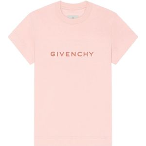 Givenchy, Roze Crew Neck T-shirts en Polos Roze, Dames, Maat:M