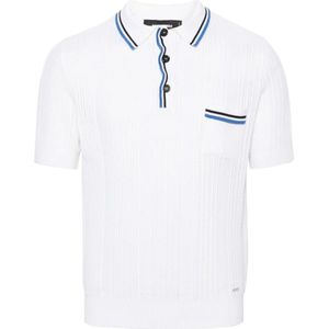 Dsquared2, Tops, Heren, Wit, M, Katoen, Witte Opengebreide Katoenen Polo met Zilveren Logo