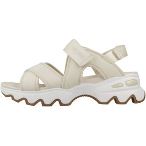 Skechers, Stijlvolle Platte Sandalen met Grote Lug Beige, Dames, Maat:39 EU