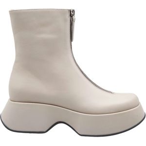 Vic Matié, Schoenen, Dames, Beige, 37 EU, Leer, Desert Leren Enkellaarzen met Rits