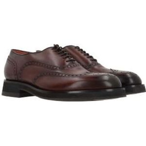 Santoni, Schoenen, Heren, Bruin, 42 1/2 EU, Leer, Bruine Oxford Brogue Platte Schoenen