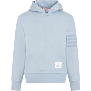 Thom Browne, Sweatshirts & Hoodies, Heren, Blauw, L, Katoen, Blauwe Katoenen Crewneck Hoodie Sweater