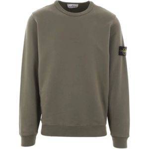 Stone Island, Sweatshirts & Hoodies, Heren, Bruin, L, Katoen, Bruine Katoenen Jersey Sweater