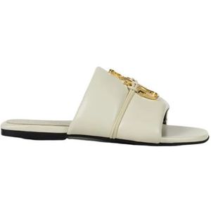 JW Anderson, Logo Anchor Leren Slippers Wit, Dames, Maat:36 EU