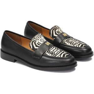 Kazar, Schoenen, Dames, Zwart, 37 EU, Leer, Leren loafers met natuurlijk haar in een zebra patroon