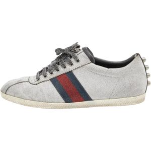 Gucci Vintage, Pre-owned, Dames, Grijs, 38 EU, Pre-owned Fabric sneakers