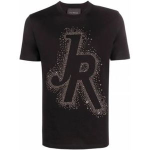 John Richmond, Tops, Heren, Zwart, M, Katoen, Logo Applique Katoenen T-shirt