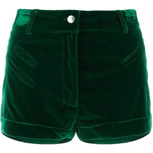 Etro, Korte broeken, Dames, Groen, S, Smaragdgroene fluwelen shorts
