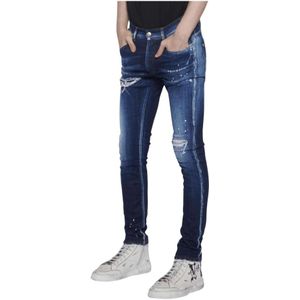 John Richmond, Jeans, Heren, Blauw, W35, Katoen, Tranentrekkende Slim-Fit Jeans