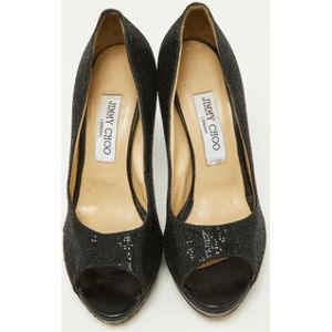 Jimmy Choo Pre-owned, Pre-owned, Dames, Zwart, 39 EU, Tweedehands leren hakken