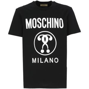 Moschino, Tops, Heren, Zwart, S, Katoen, Zwart T-shirt met Logo Print