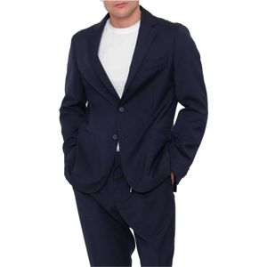 Hugo Boss, Jassen, Heren, Blauw, 2Xl, Wol, Blauwe Wol Slim Fit Blazer