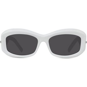 Givenchy, Witte ovale zonnebril met grijze lens Wit, Dames, Maat:ONE Size