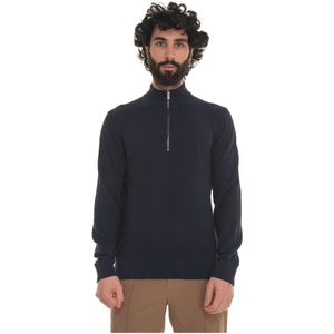 Boss, Ebrando-P half zip pullover Blauw, Heren, Maat:L