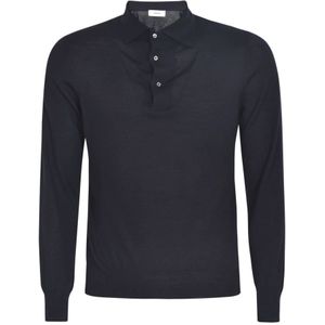 Lardini, Blauwe Fijngebreide Wollen Polo Shirt Blauw, Heren, Maat:S