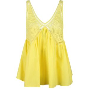 P.a.r.o.s.h., Sleeveless Tops Geel, Dames, Maat:XS