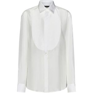 Dsquared2, Blouses & Shirts, Dames, Wit, M, Satijn, Ivoor Zijden Satijnen Geplooide Shirt