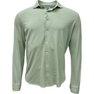 Gran Sasso, Overhemden, Heren, Groen, L, Katoen, Piqué Shirt in Salie Groen