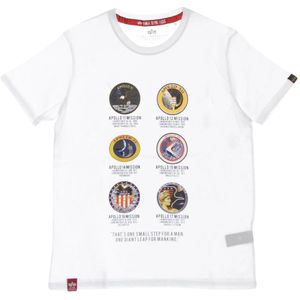 Alpha Industries, Tops, Heren, Wit, M, Apollo Mission Tee - Streetwear Collectie