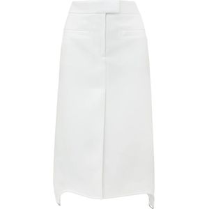 Courrèges, Futuristische Twill Rok met Metalen Elementen Wit, Dames, Maat:M