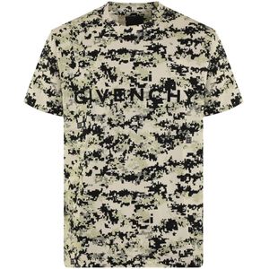 Givenchy, Tops, Heren, Veelkleurig, XL, Heren Digital Camo T-Shirt Beige