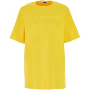 Jil Sander, Tops, Dames, Geel, S, Gele Viscose Blend T-Shirt